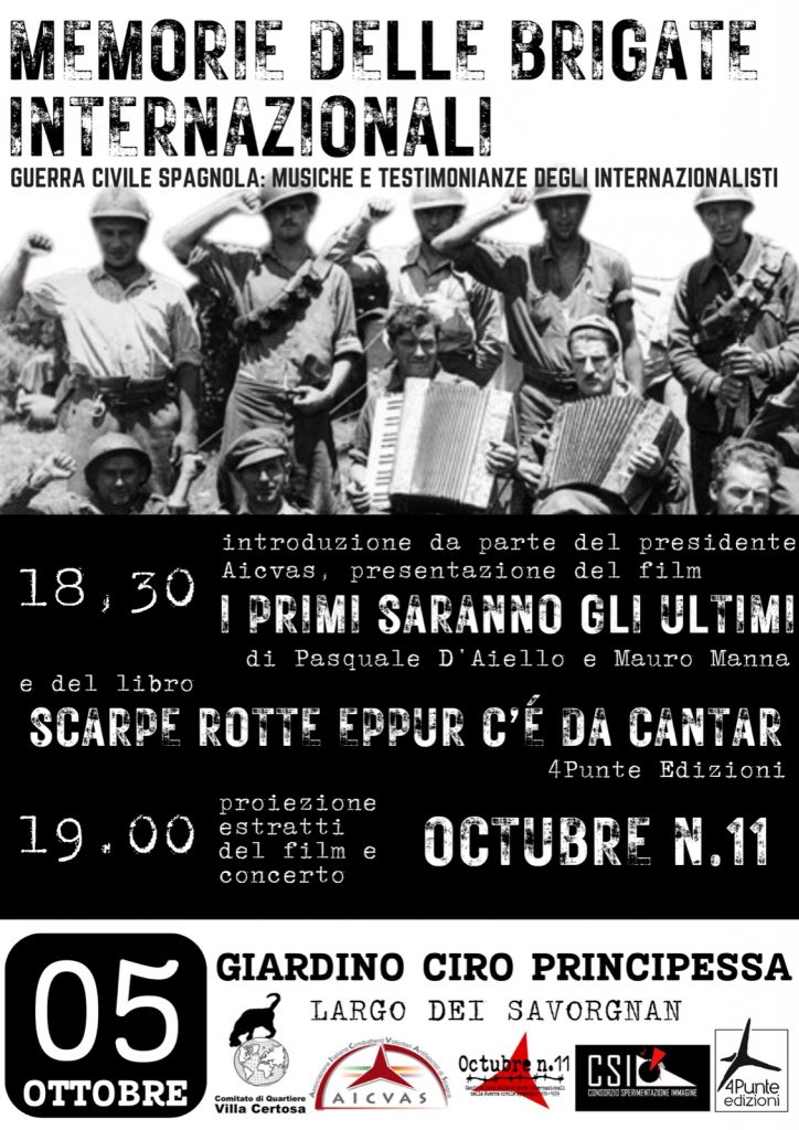 Sabato 5 Ottobre – Festa di Piazza dedicata alla memoria della Guerra di Spagna